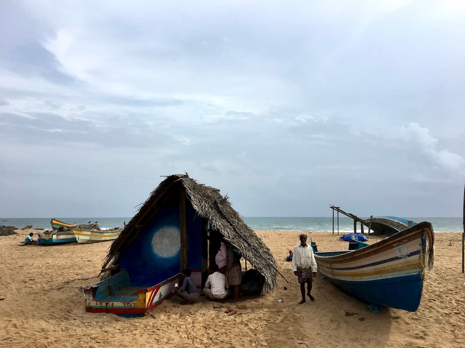 A thatched shack at Karumkulam village that served temporarily as the recording studio of Radio Monsoon, an online and phone-in marine weather news service. Image: Max Martin